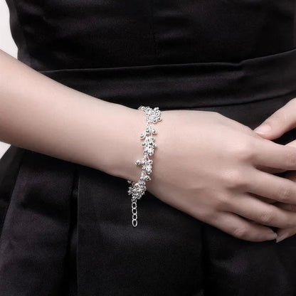 Hot Charm 925 Sterling Silver Bracelets Necklace Jewelry Set for Women Beautiful Fringe Line Frosted Beads Fashion Party Gifts