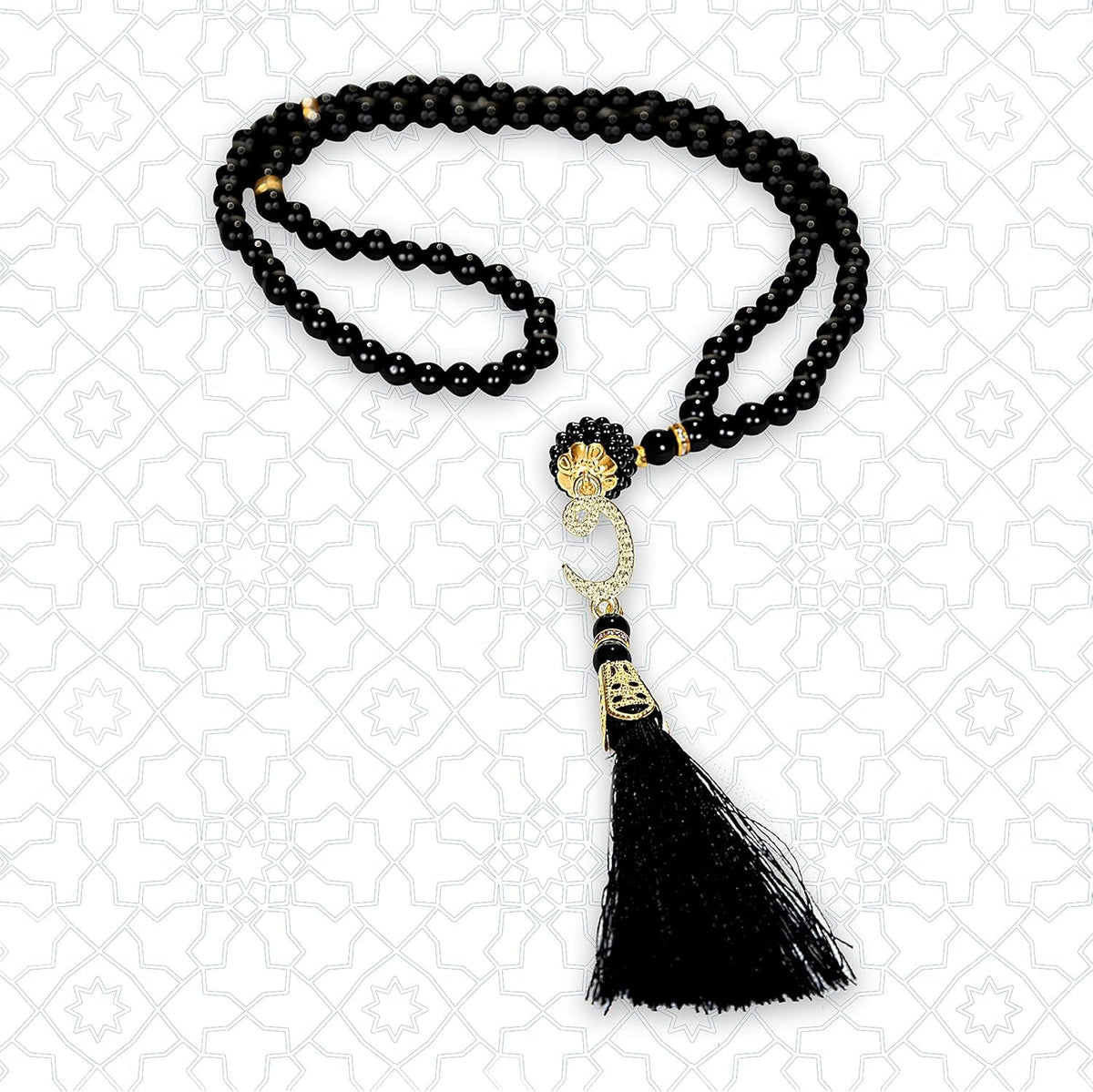 Muslim Prayer Rug Prayer Beads Kufi Hat for Men and Women 100% Breathable Black Skull Beanie Traditional Desing Prayer Mat Eid Ramadan Gifts Islamic Set Salah Mat Taffeta Fabric Soft (Black)