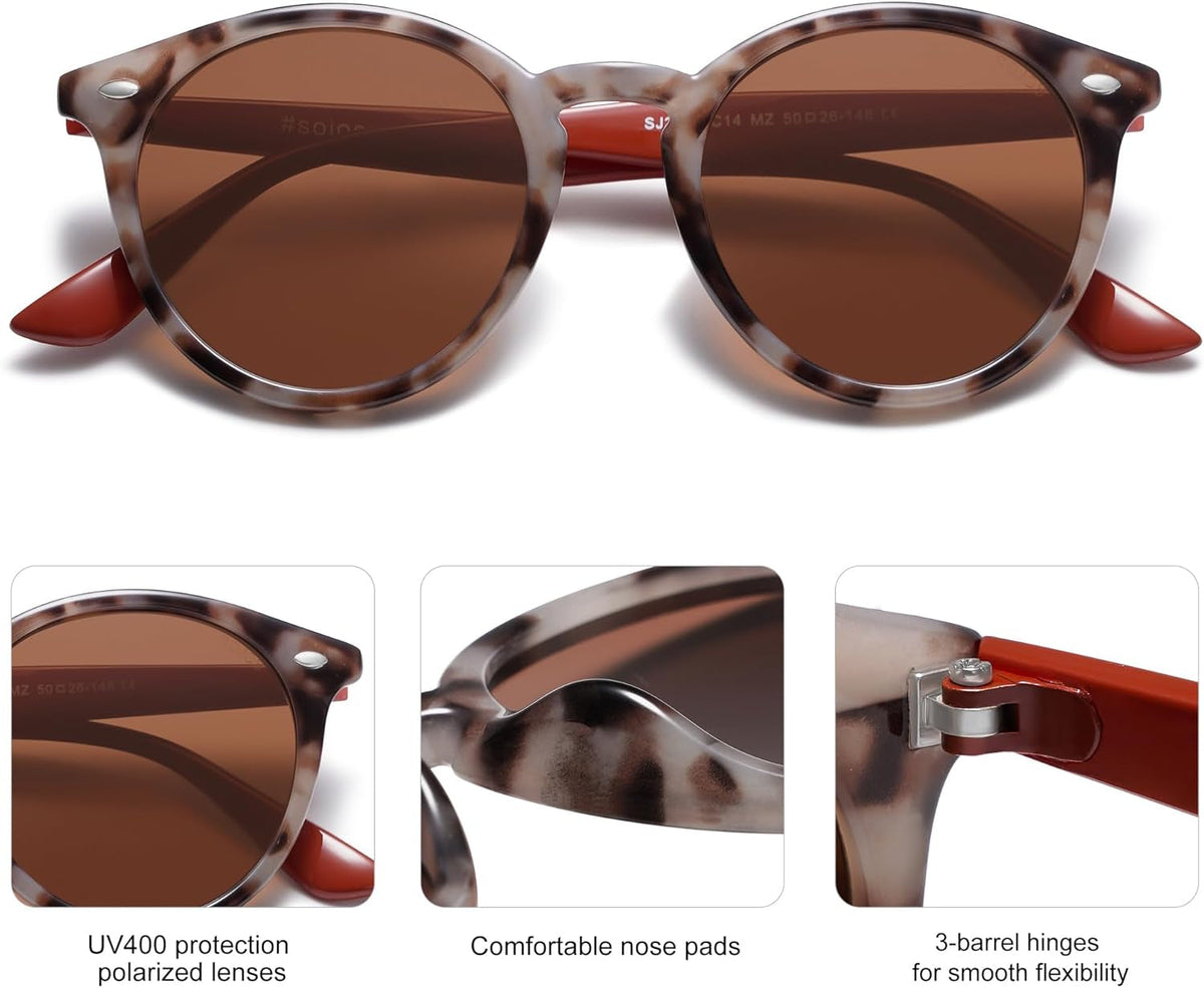 Retro round Polarized Sunglasses for Women Men Classic Vintage Sunnies SJ2069