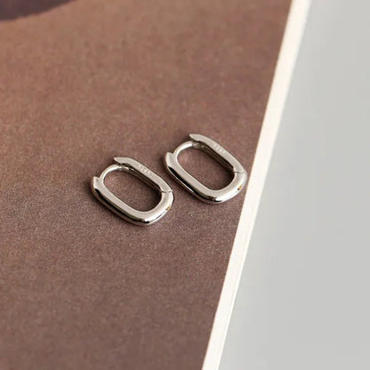Small Gold Plated Oval Hoop Earrings Hypoallergenic Gold Huggie Earrings for Women, Silver Gold U Shaped Small Hoop Earrings