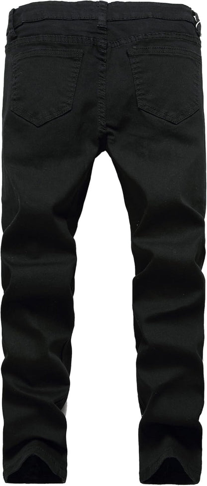 Boy'S Skinny Fit Ripped Destroyed Distressed Stretch Slim Jeans Pants