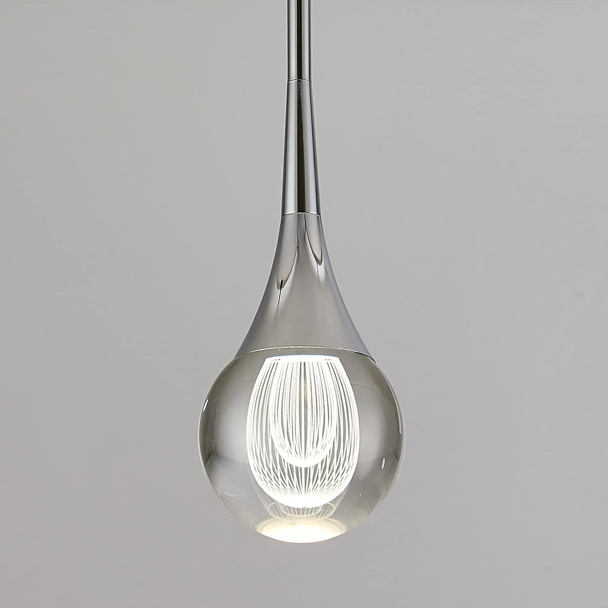 Modern Crystal Pendant Light,1-Light Globe Hanging Light Fixture Led Chrome Finish Mini Pendant Lamp for Kitchen Island Bedroom Dining Room Bar