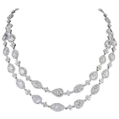 Luxury 48.07 Carat Two Row Multi Shape Diamond Necklace