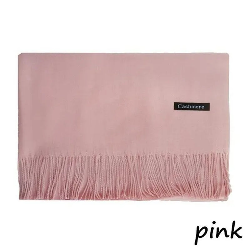 Women Cashmere Wool Scarf Wraps Warm Blanket Scarves Women Solid Color Cashmere Scarves with Tassel