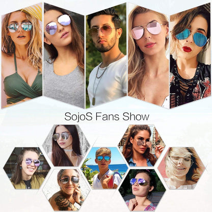 Classic Aviator Sunglasses for Women Men Metal Spring Hinges SJ1030
