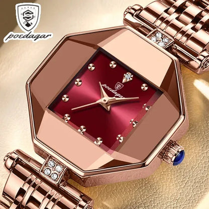 POEDAGAR Rose Gold Fashion Women Watch Stainless Stain Waterproof Ladies Quartz Watches Luxury Female Wristwatch