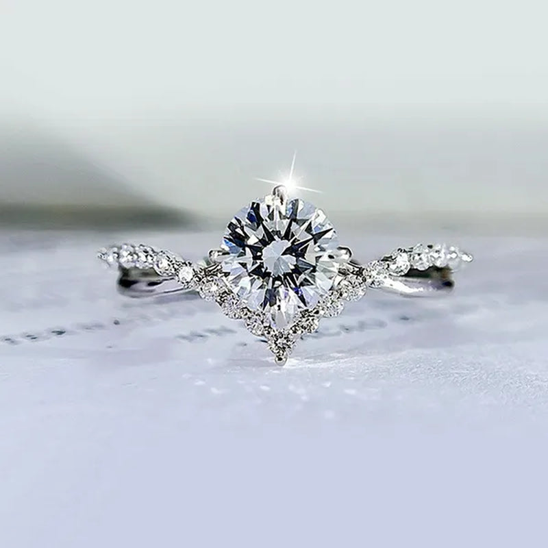 Luxury Bride Jewelry Trendy 925 Sterling Silver Criss Cross Ring White Sapphire Eternity Diamond Engagement Rings for Women Wedding Accessories Anniversary Party Gift