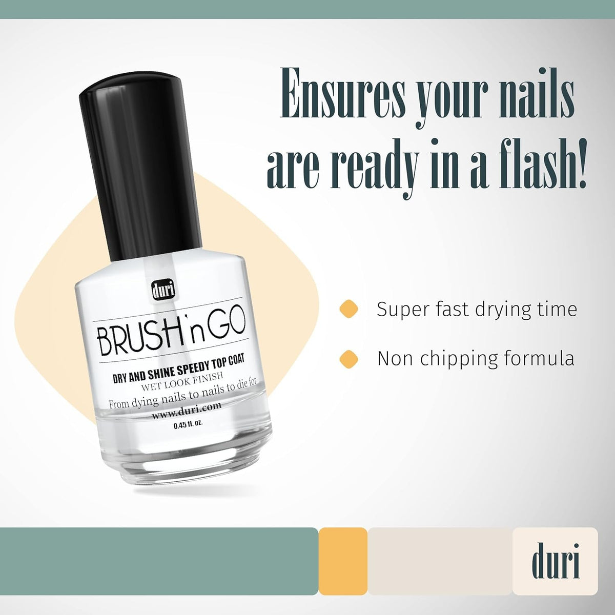 Brush'N Go Dry and Shine Speedy Top Coat, Fast Dry Top Coat Nail Polish - 0.45 Fl.Oz. (Pack of 1)