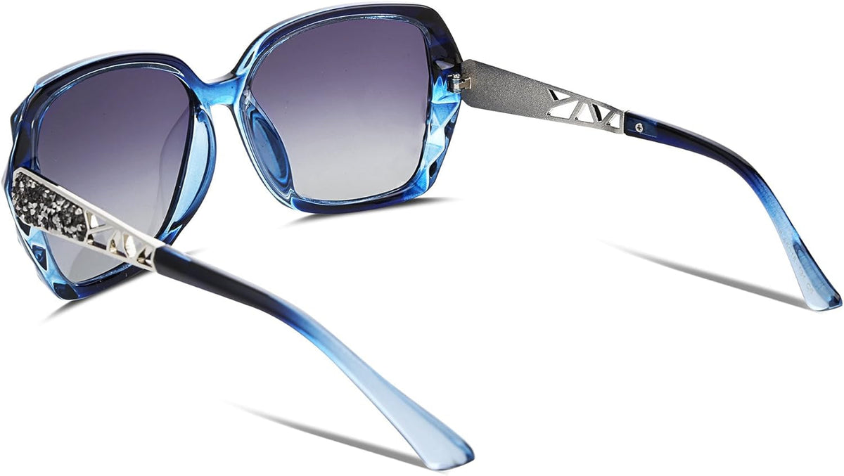 Polarized Women Square Sunglasses Sparkling Composite Shiny Frame B2289