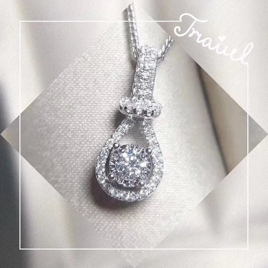 Exquisite and Fashion Ladies Clavicle Necklace 925 Silver Pave Setting Diamond Moissanite Necklace Bridal Engagement Wedding Accessories