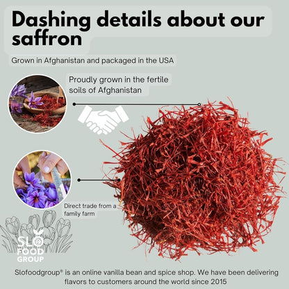 Persian Saffron Spice from Afghanistan by , Premium Quality Saffron Threads, All Red Saffron Filaments for Cooking, Tea, Baking and More, Grade 1 Quality 3 Grams