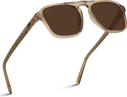 Polarized Aviator One-Bridge Modern Square Mens Sunglasses