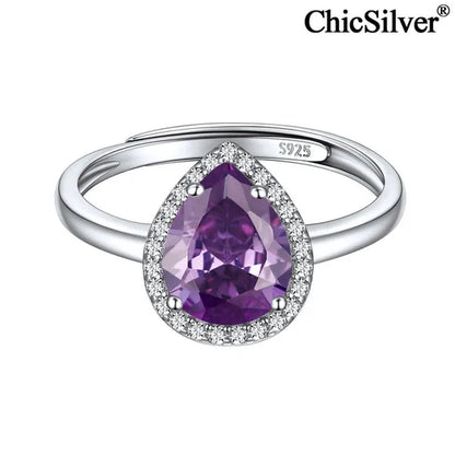 ChicSilver Pear Cut Teardrop Birthstone Promise Wedding Band Ring for Her 925 Sterling Silver Gemstone Jewelry for Women
