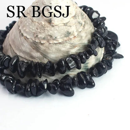 Gift Packed 6-8mm Natural Black Tourmaline Gems Chips Stone For Women Bohemian Chokers Necklace 18inch
