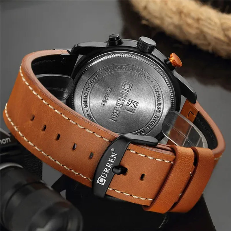 Men's CURREN 8291 Analog Digital Army Military Watches Leather Sports Watch Quartz Wristwatch