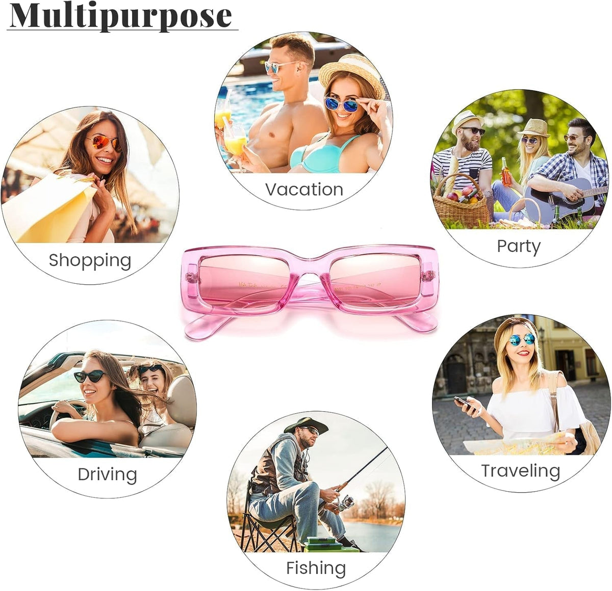 Rectangle Sunglasses Men Tinted Polarized Big Square Retro 90S Vintage Y2K Glasses for Women UV Protection