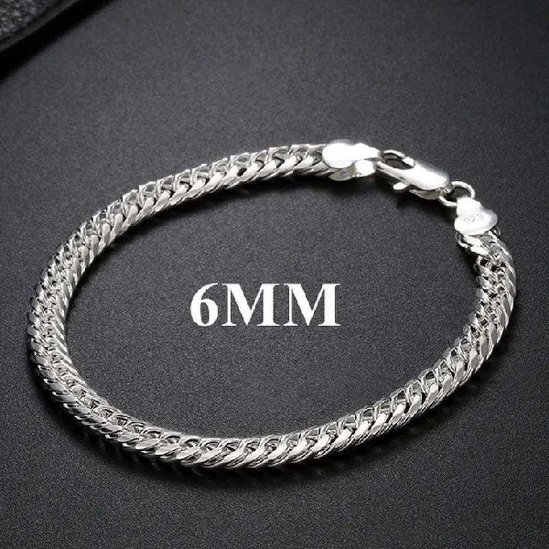 High Quality Exquisite Men Solid Heavy 925 Sterling Silver Smooth Necklace Bracelet Curb Chain Jewelry Set Gifts