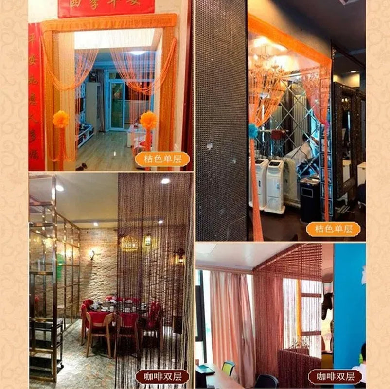 Fashion 200cm*100cm String Sparkle Curtains Fly Screen Fringe Tassel Curtain Room Divider Door Window Decor