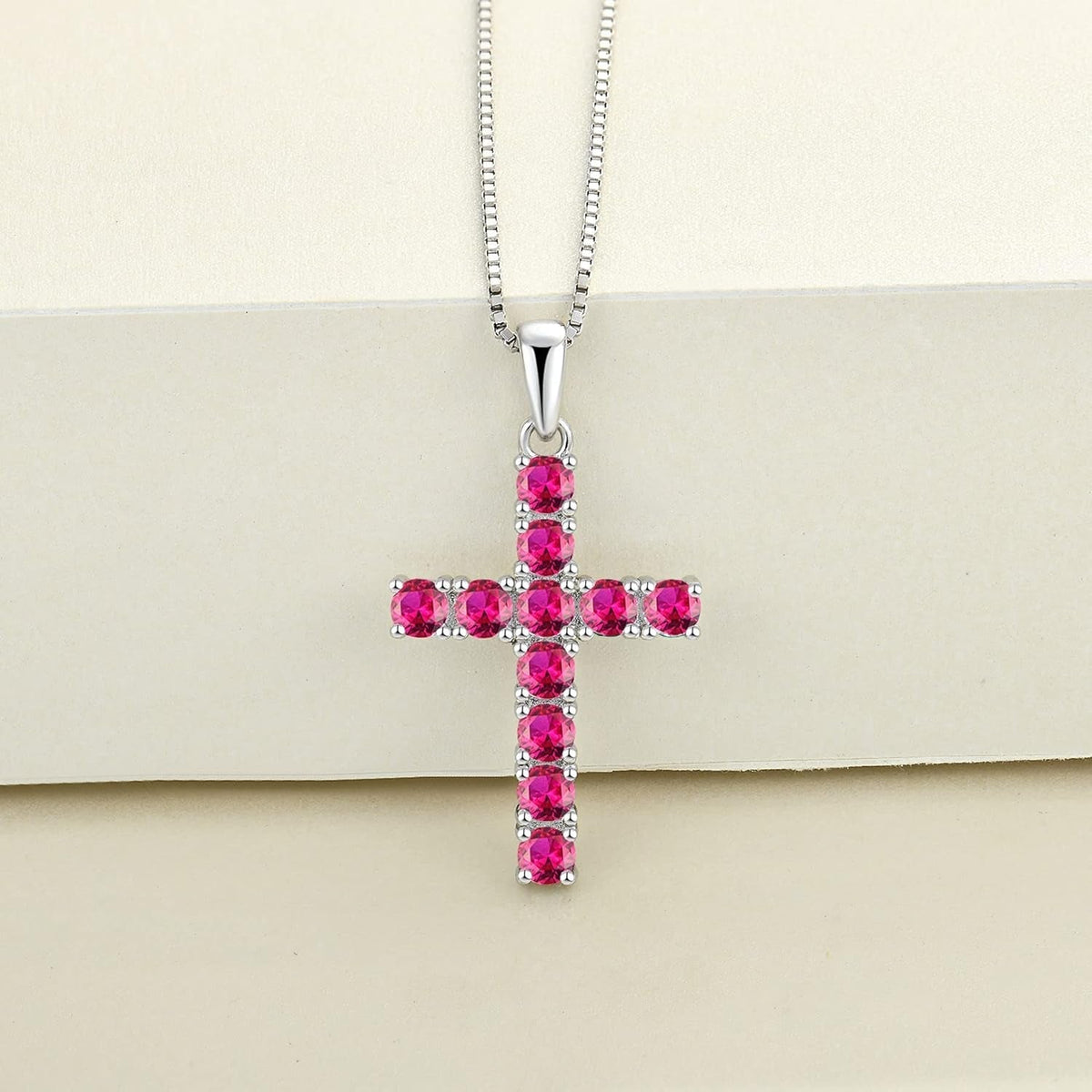 Women'S Cross Necklace 925 Sterling Silver Halo Crucifix Pendant Gemstones Criss Jewelry