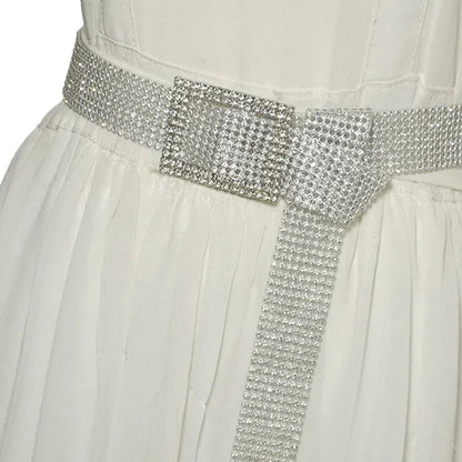 Brilliant Women's Belt Waist Chain Full Diamond Rhinestone Crystal Belt Luxury Large Party Silver Waist Belt