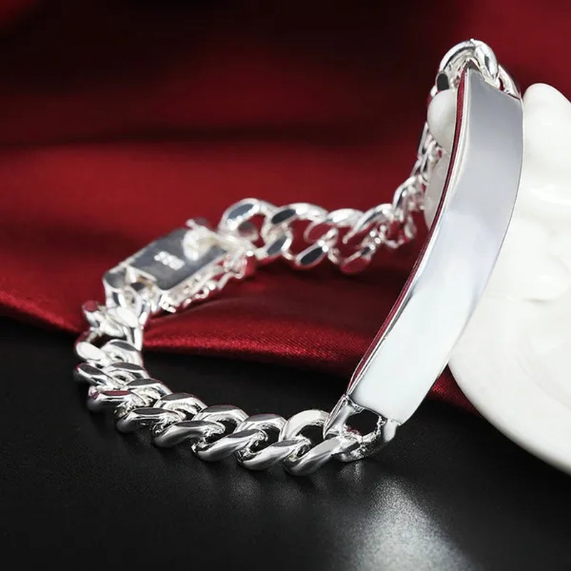 Charm 925 Sterling Silver Design Noble Pretty 10MM Mens Chain Jewelry Fashion Geometric Bracelet