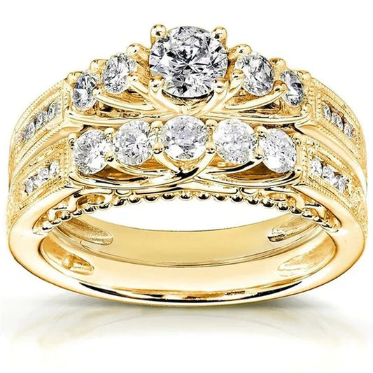 Women's Fashion Engagement Wedding White Sapphire Filled Rings Set