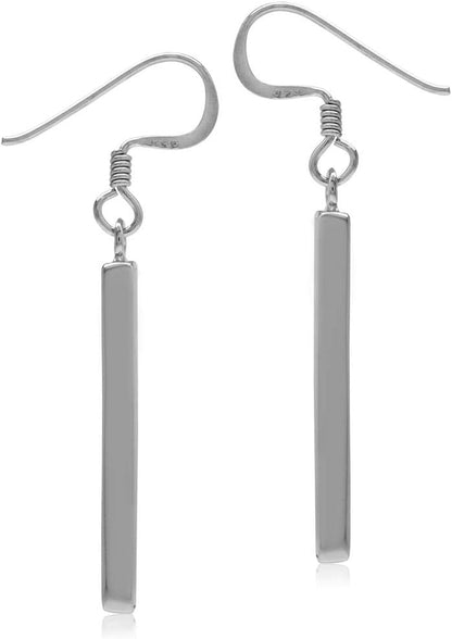 Stone Inlay White Gold Plated or 18K Gold Plated 925 Sterling Silver Long Stick Dangle Hook Earrings Jewelry for Women