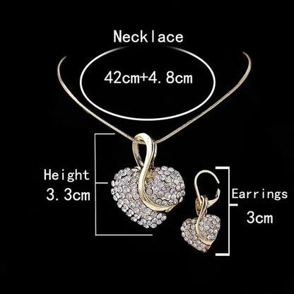 Elegant 1set Fashion Cubic Zirconia Ladies Party Ruby Sapphire Heart Shape Necklace Earring Set Female Gifts Bridal Jewelry Sets