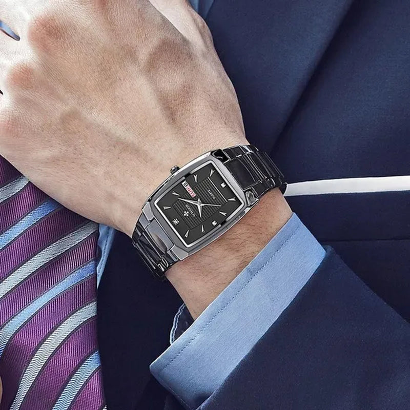 2021 Men's Watch WWOOR Top Brand Luxury Gold Blue Black Watch Men's Square Business Sports Quartz Waterproof Stainless Steel Watch Relogio Masculino