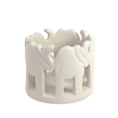 3 In. to 3.5 In. Light Natural Stone Circle of Elephants Soapstone Sculpture