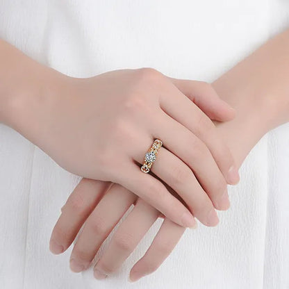925 Sterling Silver 2 Tone Round Cut CZ Engagement Wedding Ring for Women Girl Size 5-10