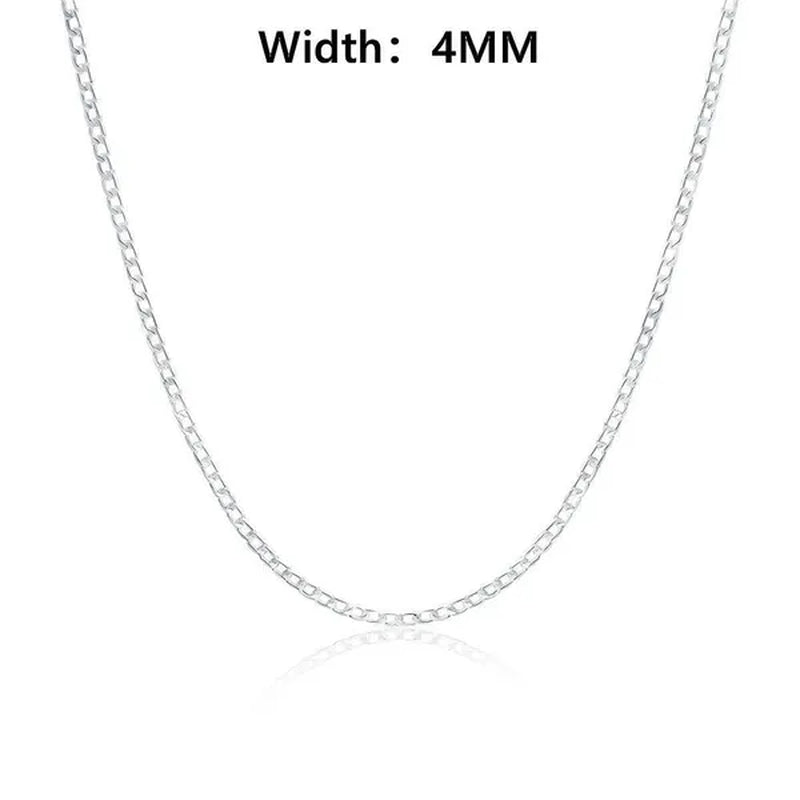 European Fashion Luxury Exaggeration Men's and Women's Bright 925 Sterling Silver Sideways Chain Necklace Exquisite Cuban Necklace Size Includes 16-30 inches