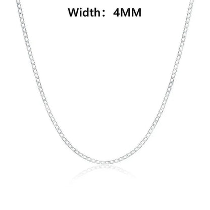 European Fashion Luxury Exaggeration Men's and Women's Bright 925 Sterling Silver Sideways Chain Necklace Exquisite Cuban Necklace Size Includes 16-30 inches