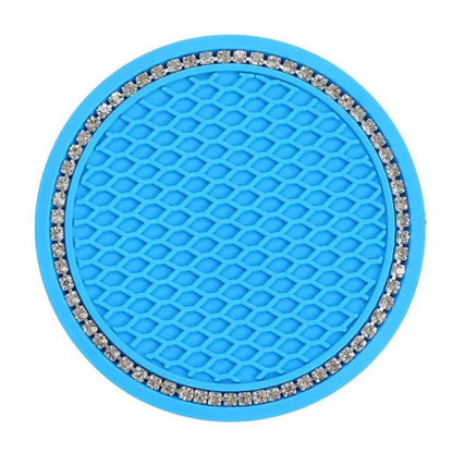 1Pc/2Pcs Car Cup Coaster, Crystal Rhinestone Car Interior Accessories, Easy To Clean, Non-Slip, Heat Resistant, Universal 7cm Anti-Slip Silicone Cup Holder Coasters For Car, Cute Vehicle Interior Decor