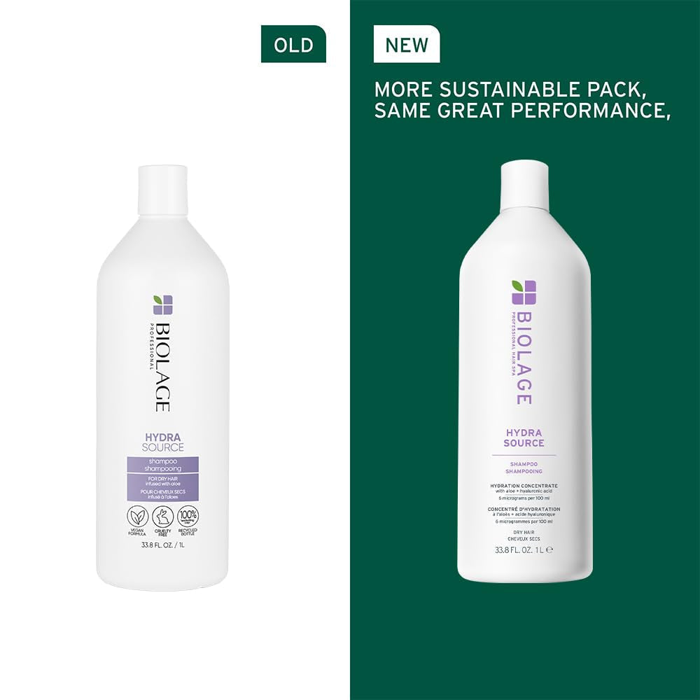 Hydra Source Shampoo - Softens & Adds Shine, for Dry Hair, Infused with Micro-Filtered Aloe Vera & Fermented Hyaluronic Acid, Vegan & Paraben-Free, Packaging May Vary