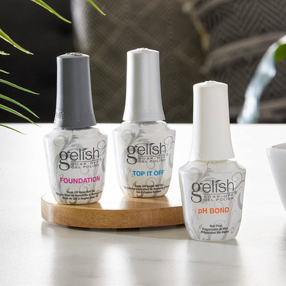 Terrific Trio Essentials 15 Milliliter Basic Care Soak Off Manicure Gel Nail Polish Kit with Foundation, pH Bond and Top It Off Gel