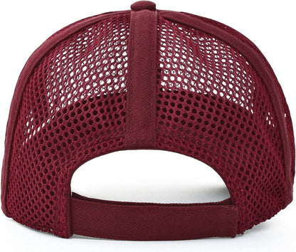 Men Mesh Trucker Baseball Cap Adjustable 6-Panel Hat Outdoor Sports Wear