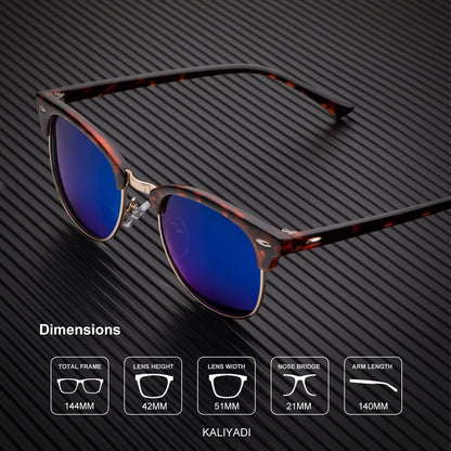Sunglasses Men Polarized Sunglasses for Men Women Unisex Semi-Rimless Frame Retro Driving Sun Glasses UV Blocking