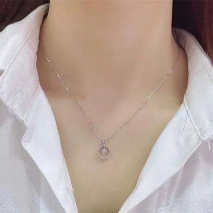 Elegant 4 Claws Round Cut 2.0CT Diamond Round Pendant Necklace for Women Proposal Party Jewelry Rose Gold Plated Moissanite Necklace