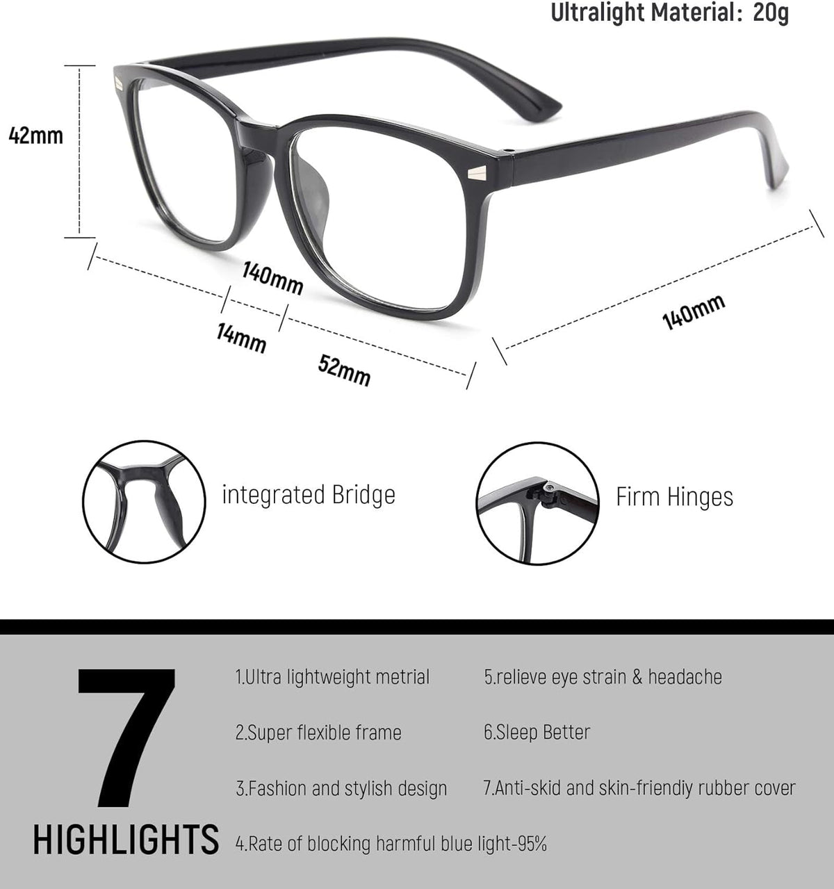 6 Pack Blue Light Blocking Glasses for Computer Gaming, Fashion Fake Anti Eye Strain Eyeglasses for Women Men (6 Pack Mix-01)