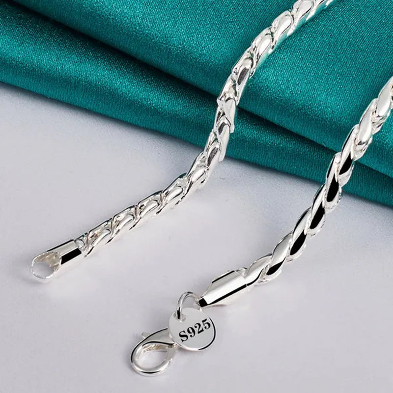 925 Sterling Silver Smooth Rope Snake Necklace Silver Chain for Woman Man Wedding Engagement Party Jewelry Gift