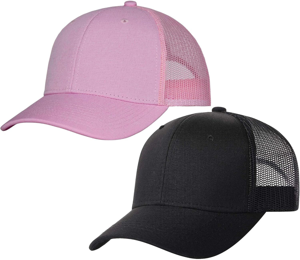 2 Pack Snapback Trucker Baseball Hats Mesh Back Adjustable Blank Ball Caps for Men Women