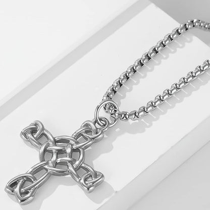 Stainless Steel Celtic Knot Christian Cross Religious Wedding Holiday Statement Pendant Necklace