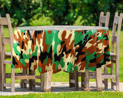 6 Pack Camo Tablecloth Camouflage Plastic Tablecover round Plastic Table Cloth Disposable Camo Party Table Covers Army Party Decorations for Hunting Military Birthday Party Supplies