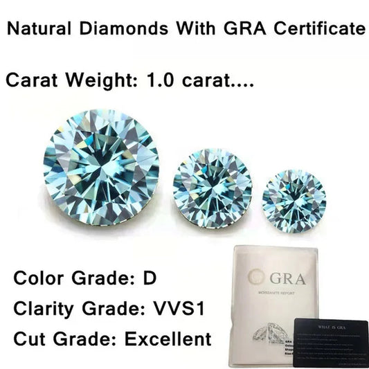Top Moissanite With Certificate Real Brilliant Loose Moissanite Blue Green Color Round Cut Diamond 6.5 MM 1CT