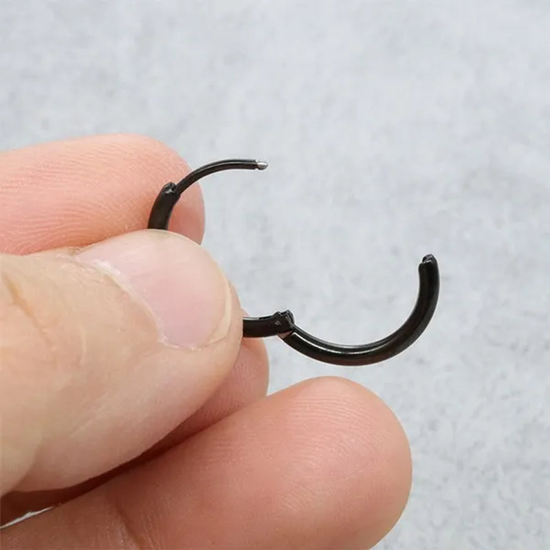 1 Pair Women/Men Stainless Steel Gold Silver Color Small Hoops Earring Piercing Ear Cartilage Tragus Simple Thin Circle Anti-allergic Ear Buckle Earring
