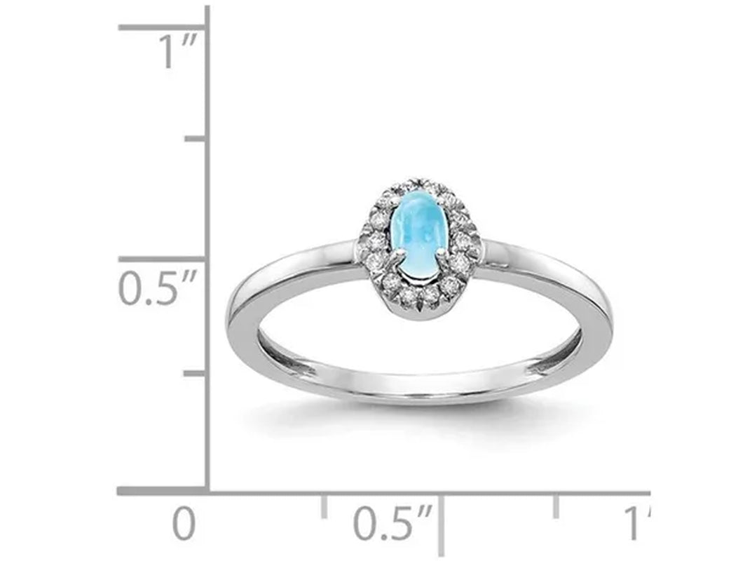 1/3 Carat (ctw) Cabochon Blue Topaz Ring in 14K White Gold