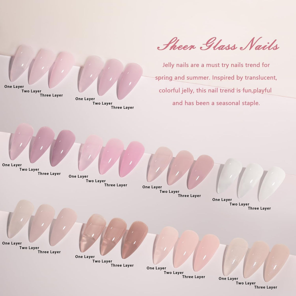 Nude Pink Gel Nail Polish Set, 10 Colors Neutral Nude Gel Polish Kit Translucent Milky White Purple Spring Summer Trend Nail Art DIY Manicure at Home Gifts for Girls Women