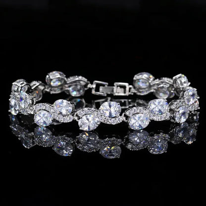 CANDICE Brilliant Multicolor Cubic Zirconia Crystal Pave Setting S Shaped Silver Plated Tennis Bracelets Bangles for Women New Summer Jewelry