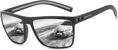 Polarized Sunglasses for Men Lightweight TR90 Frame UV400 Protection Square Sun Glasses